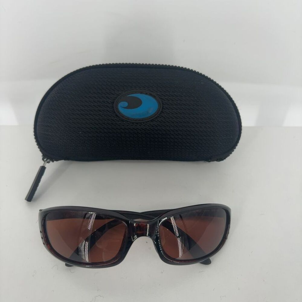 Costa Men's Black Frame Brown Lens Sunglasses with Black Case